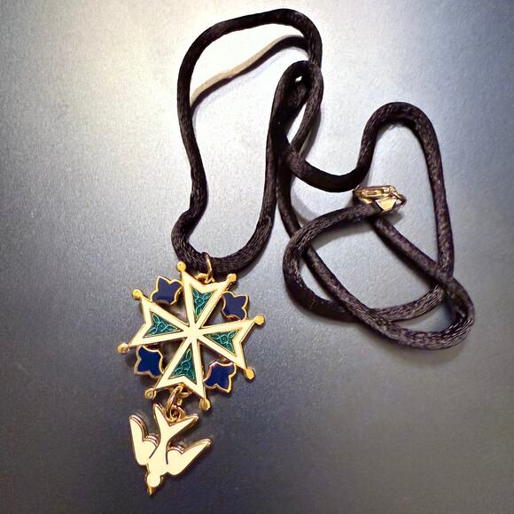 Enamel Huguenot Cross Necklace by Chuck Norton Designs - Picture 4 of 8